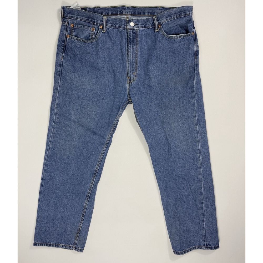 Levi's 505 Jeans Mens 42X30 Regular Fit Blue Denim Medium Wash Work Construction